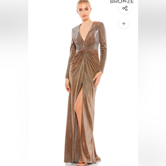 Mac Duggal Bronze Maxi Dress - Picture 1 of 9